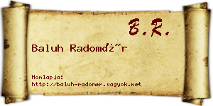 Baluh Radomér névjegykártya
